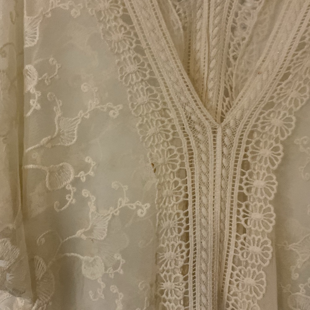 CUPIO Ivory Boho Lace Crochet Butterfly Appliqué Fairy Whimsy Top Blouse SZ S - Picture 4 of 10